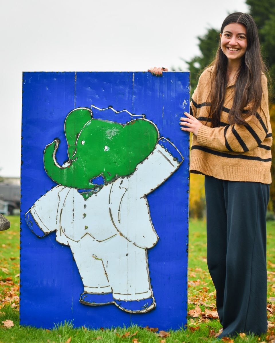 Royal Elephant Cartoon Oil drum scrap metal wall art