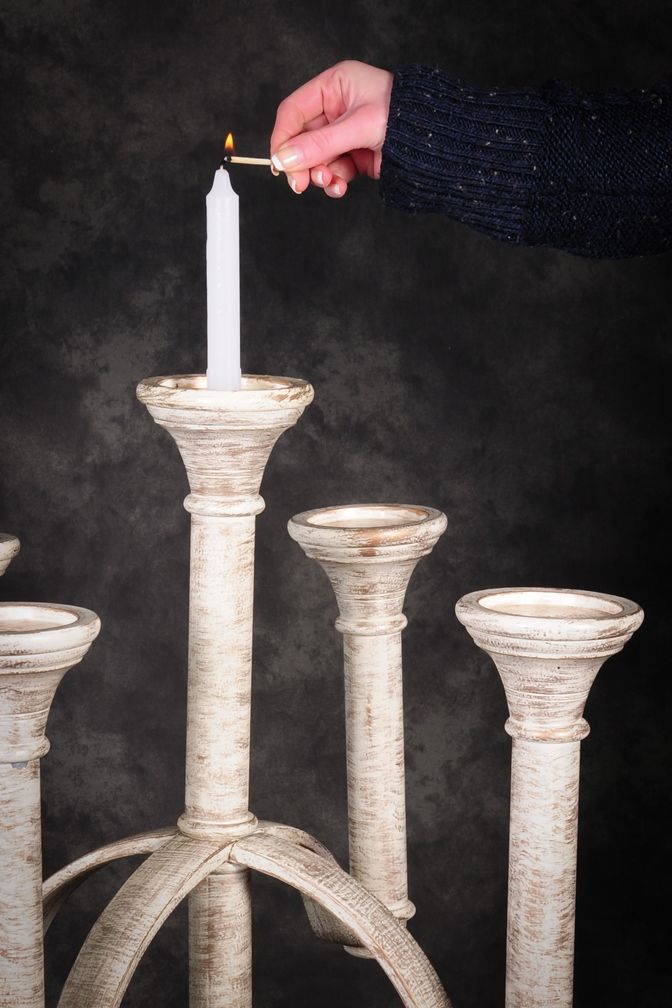 "Royal Ettingham" Gothic Style Candelabra Antique Cream