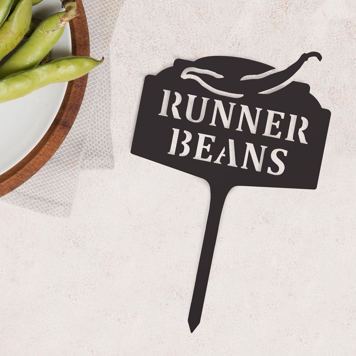 "Runner Beans" Vegetable Label Created From Steel