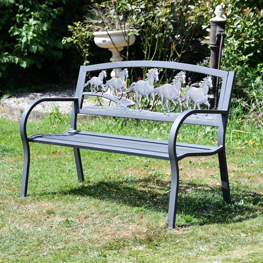 "Wild Horses" Cast Iron & Steel Bench