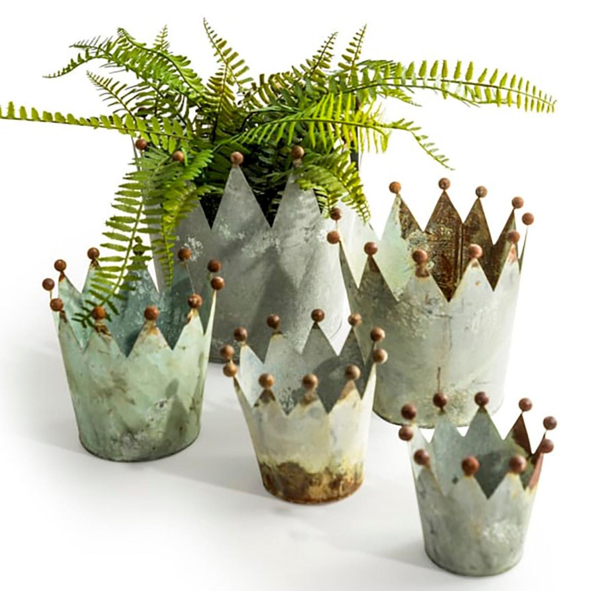 Rustic "Royal" Crown Planters - Set of Five Rustic "Royal" Crown Planters - Set of Five