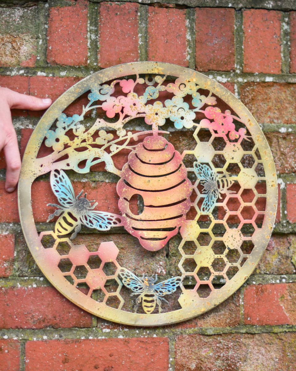 Rustic Bee Hive Wall Art sizing