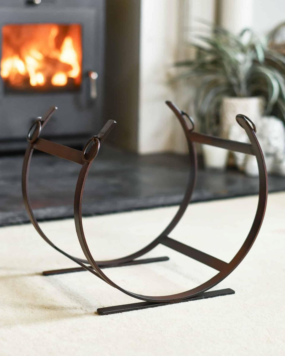 Empty Rustic Blacksmith Curved Log Rack