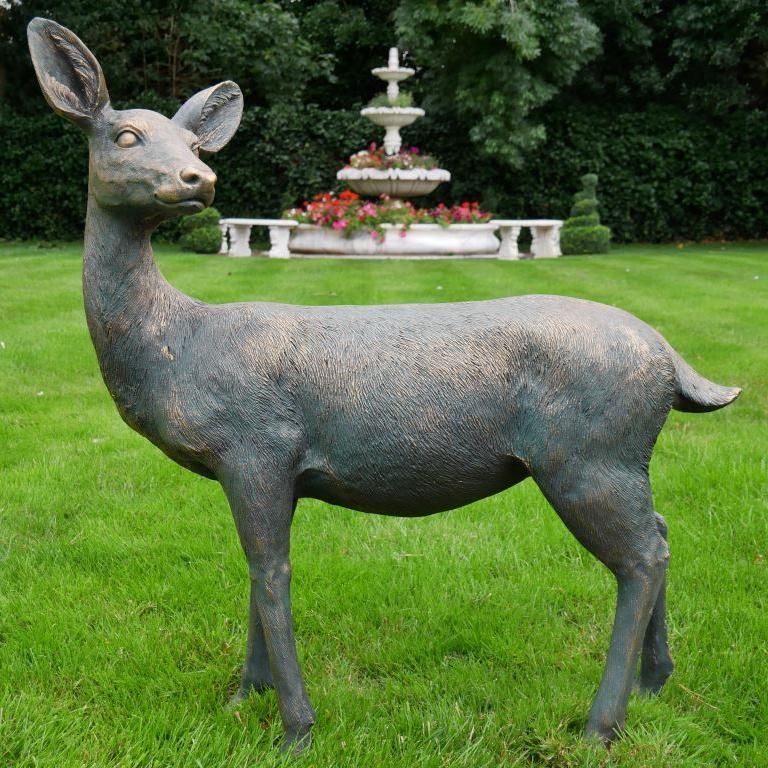 Rustic Bronze Doe Garden Sculpture