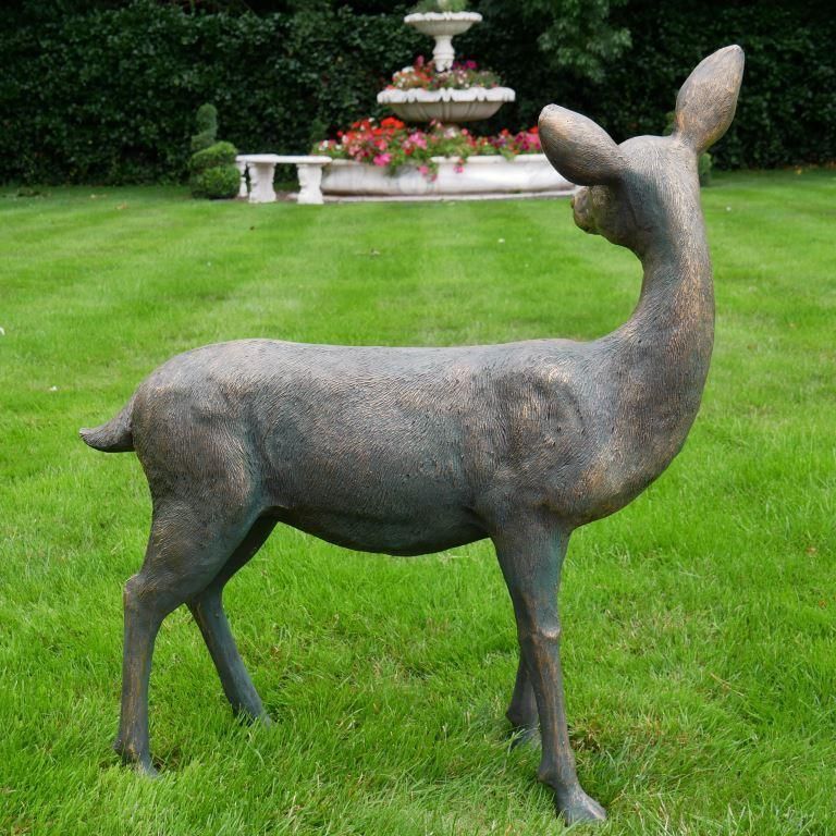 Rustic Bronze Doe Garden Sculpture Rear