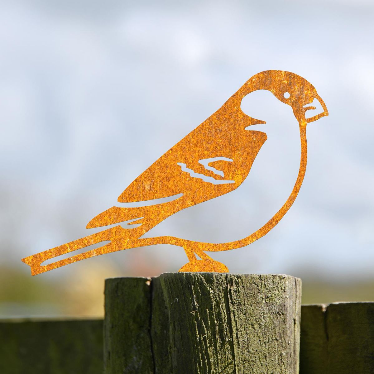 Rustic Steel Fence Topper with Bullfinch Design