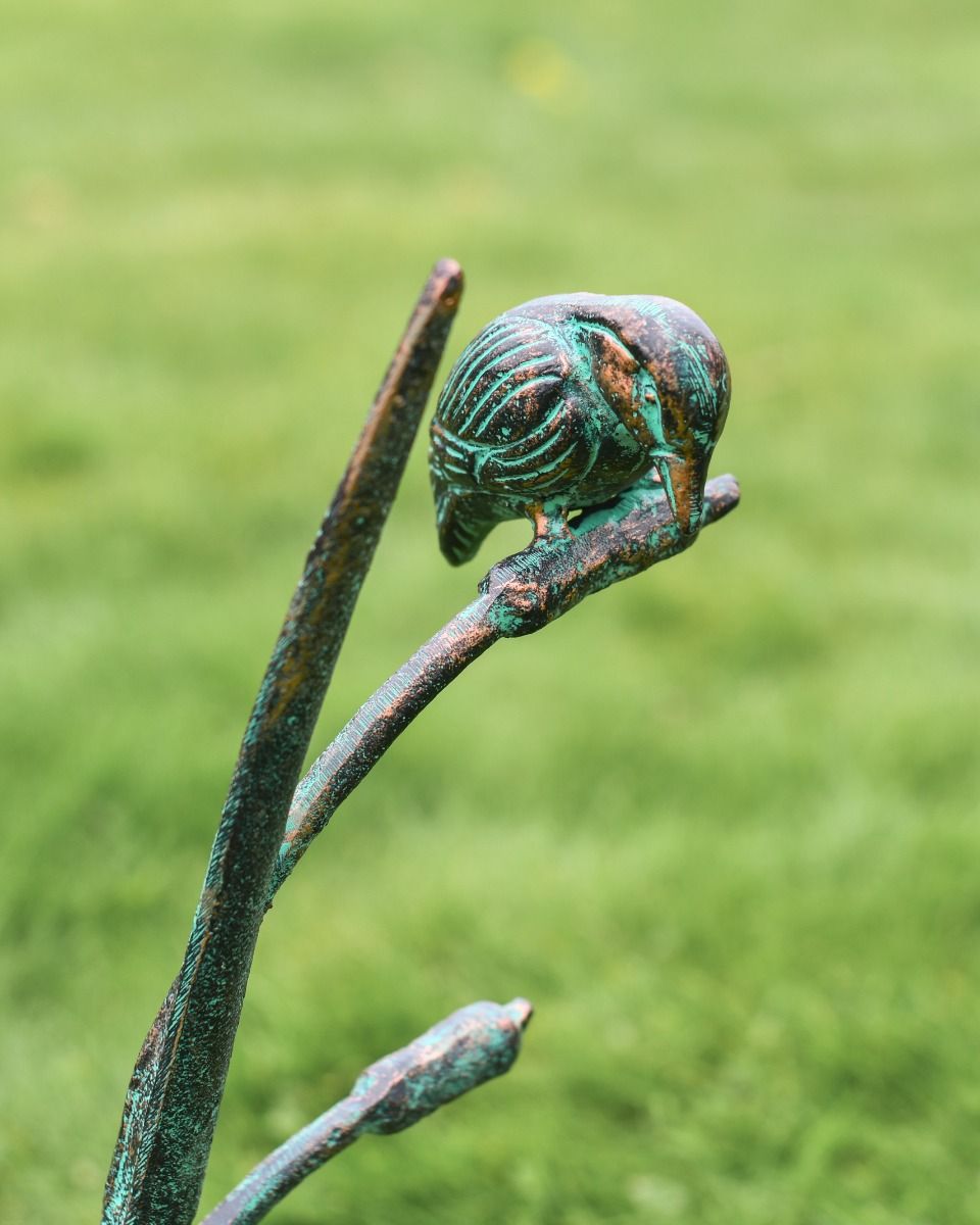 Rustic Cast Auminium "Hunting Kingfisher" in Verdigris Kingfisher Close Up