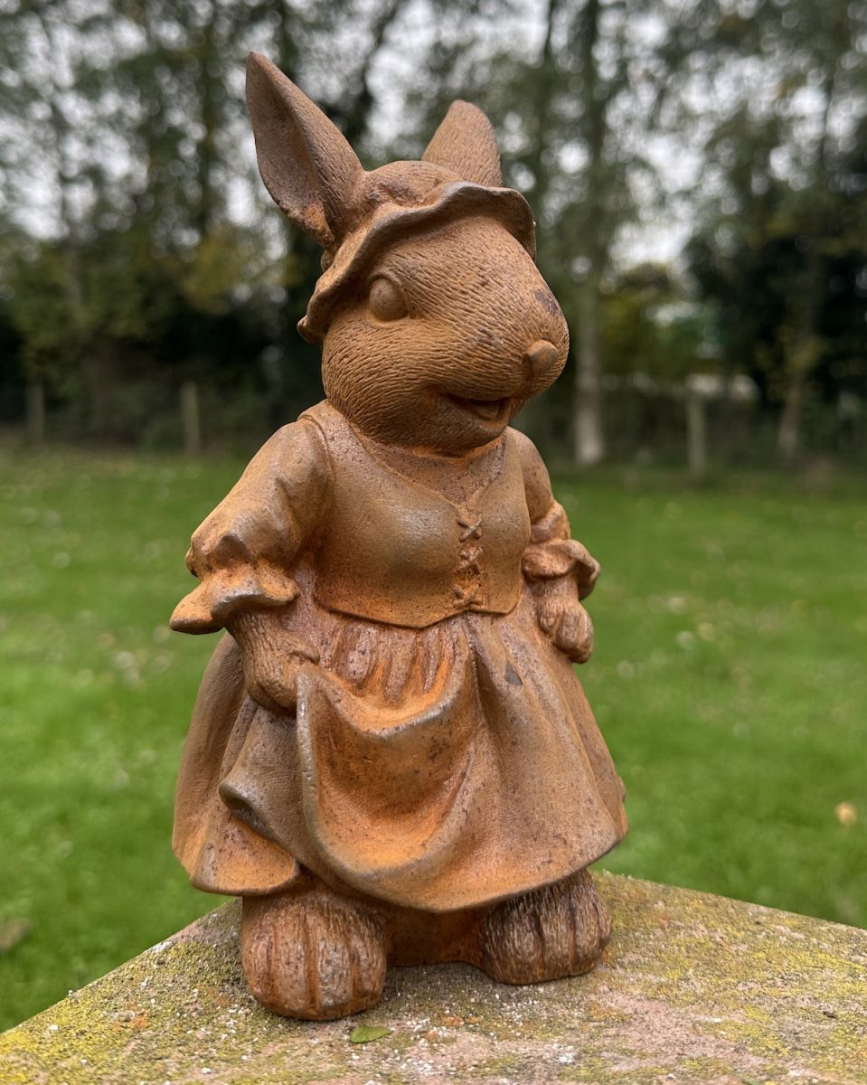 Rustic Cast Iron "Bella" the Bunny Rabbit Sculpture