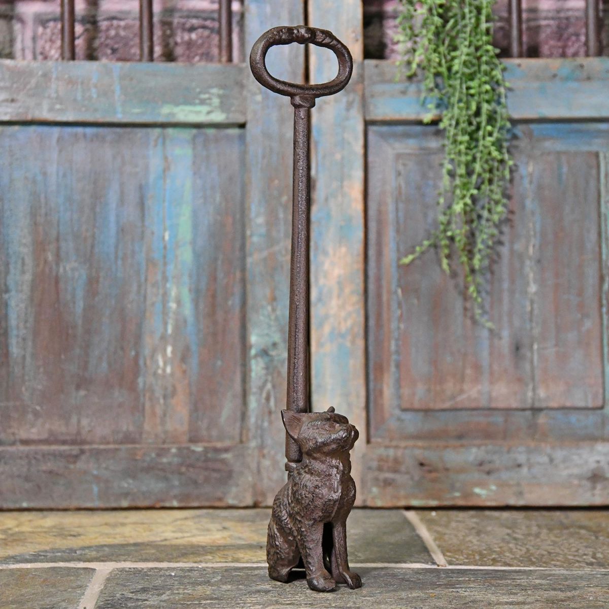Cast Iron Cat Door Stop Finished in a Rustic Finish