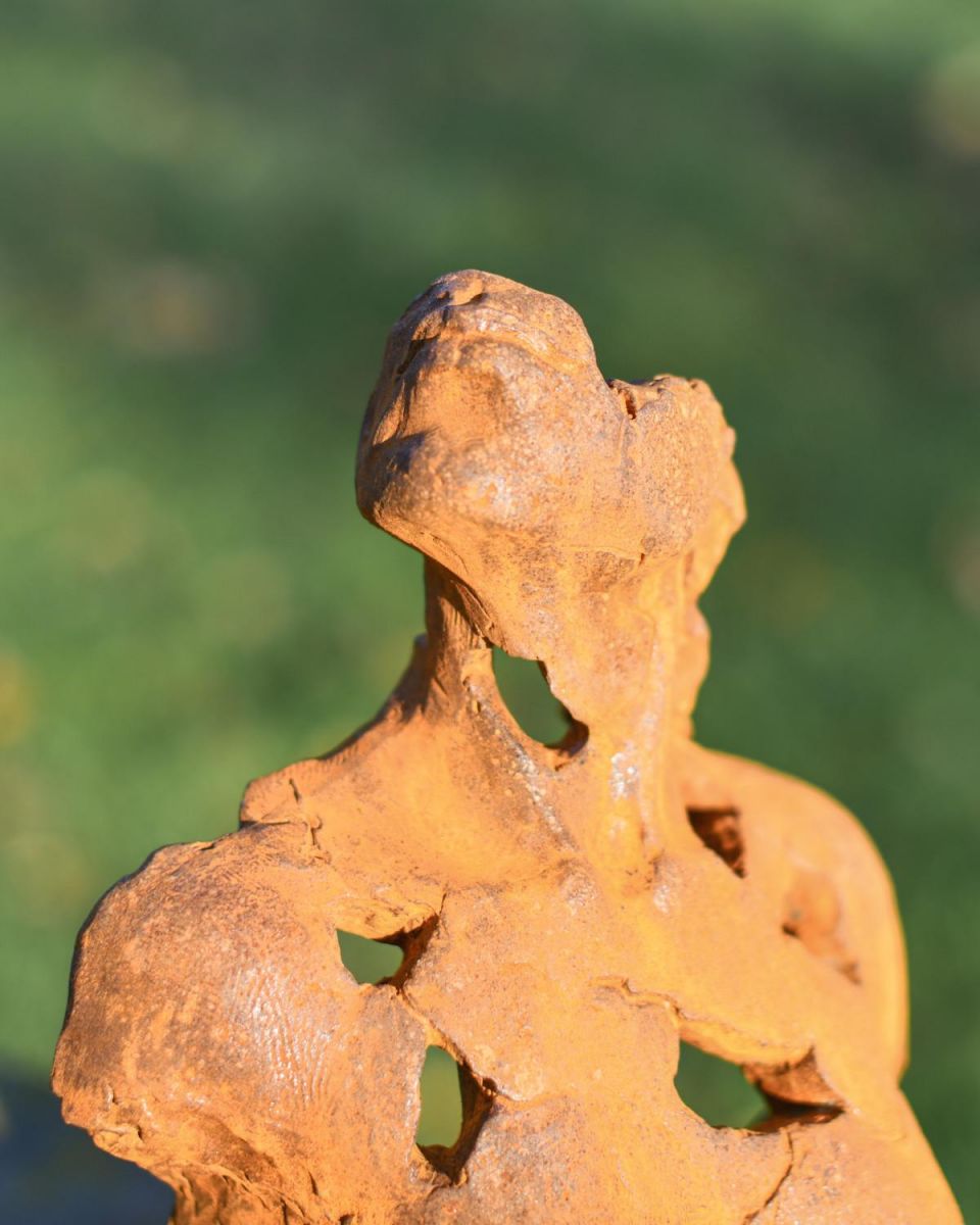 Close-Up of Damaged Design on Contemporary Garden Sculpture