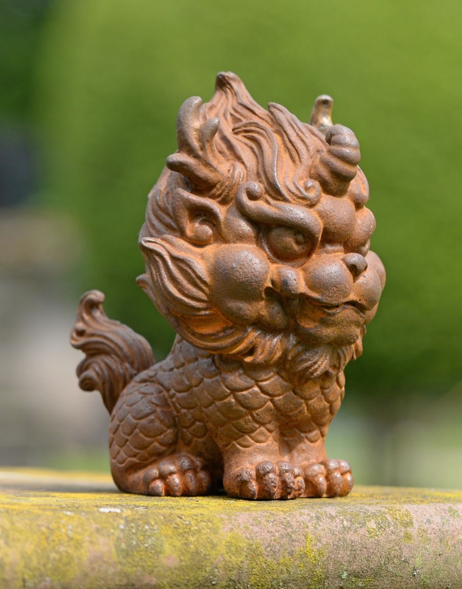 Rustic Cast Iron "Auspicious Pixiu" Garden Sculpture