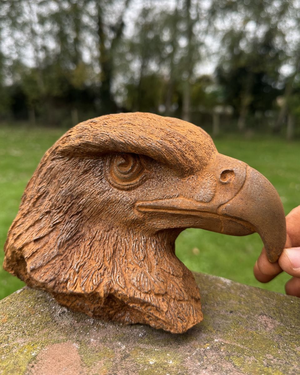 Rustic Cast Iron Eagle Bust Sculpture Rustic Cast Iron Eagle Bust Sculpture