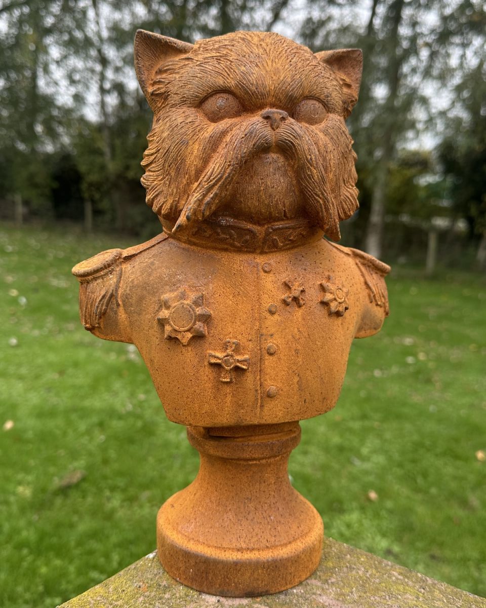 Rustic Cast Iron "Feline Admiral" Sculpture