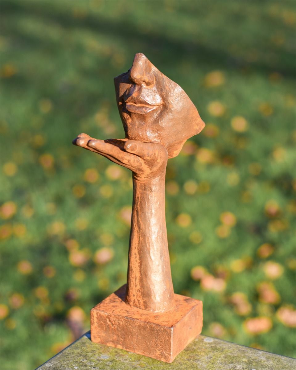 Rustic Cast Iron Blowing a Kiss Garden Sculpture