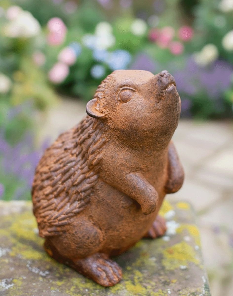 Rustic Cast Iron Hedgehog Garden SculptureDigital Illustration