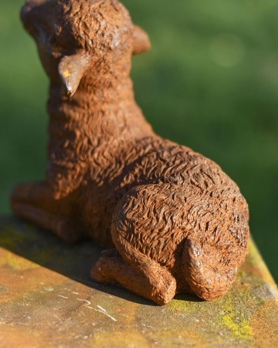 Rustic Cast Iron Lying Down Lamb Finish