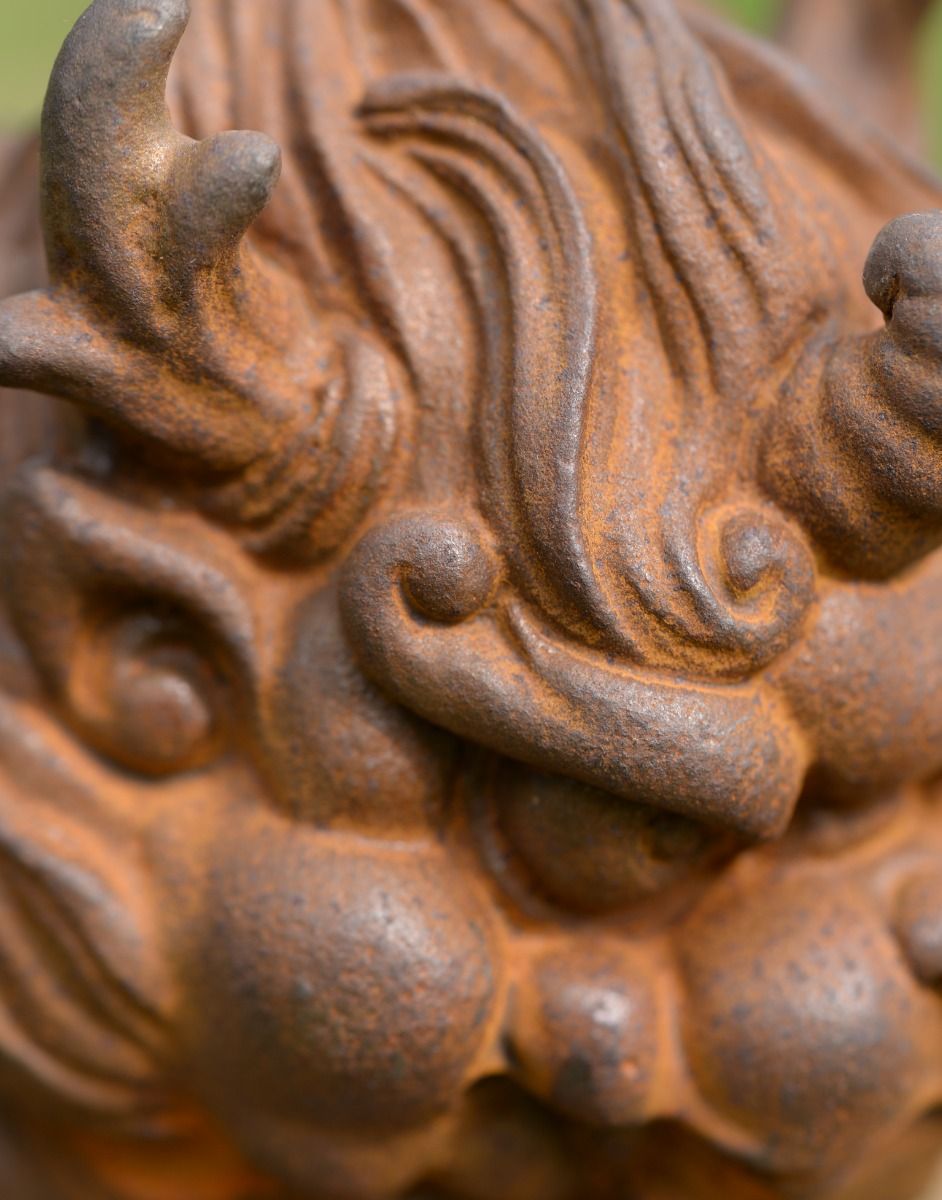 Rustic Cast Iron "Auspicious Pixiu" Garden Sculpture