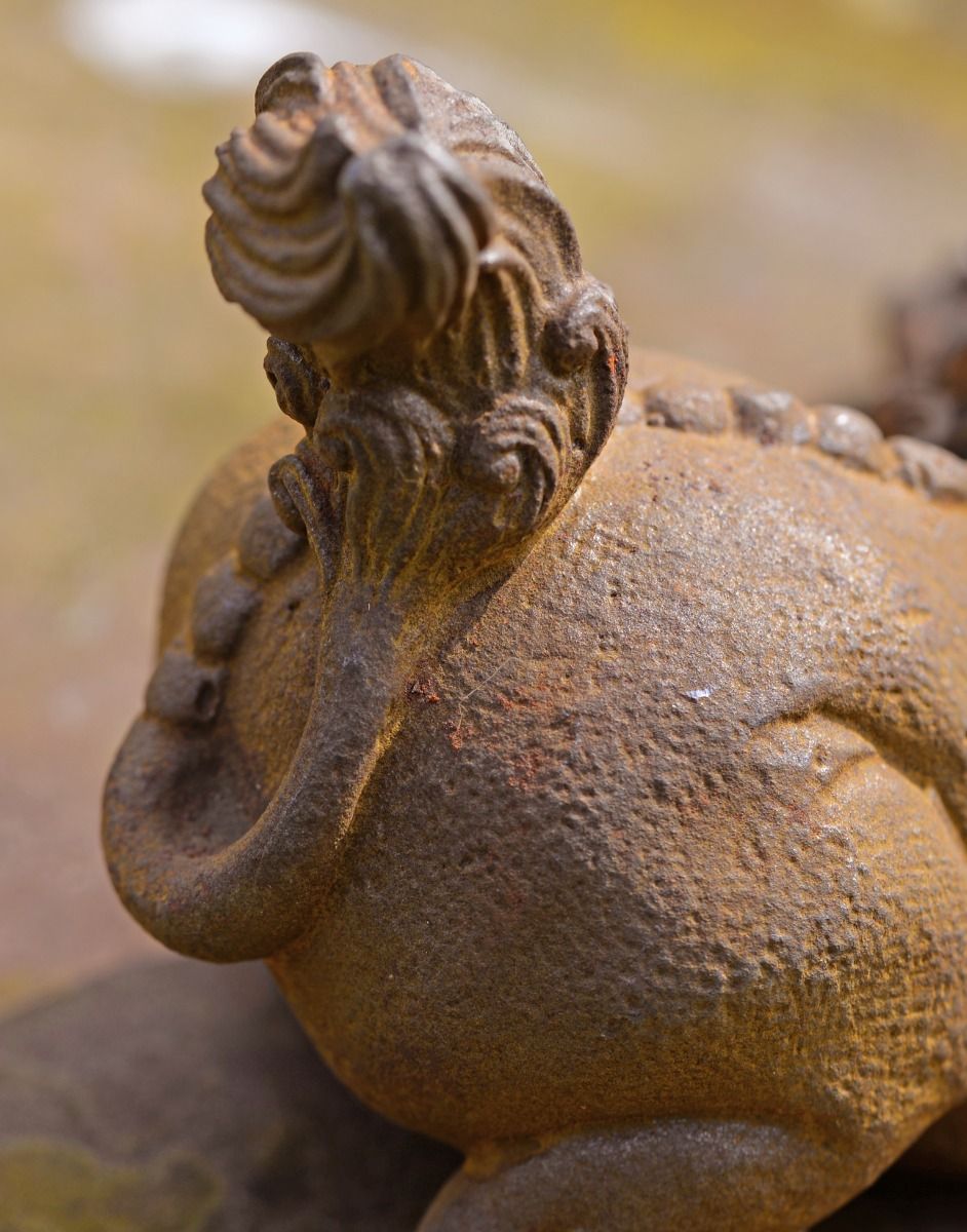 Rustic Cast Iron "Chinese Playful Pixiu" Garden Sculpture  Rustic Cast Iron "Chinese Playful Pixiu" Garden Sculpture