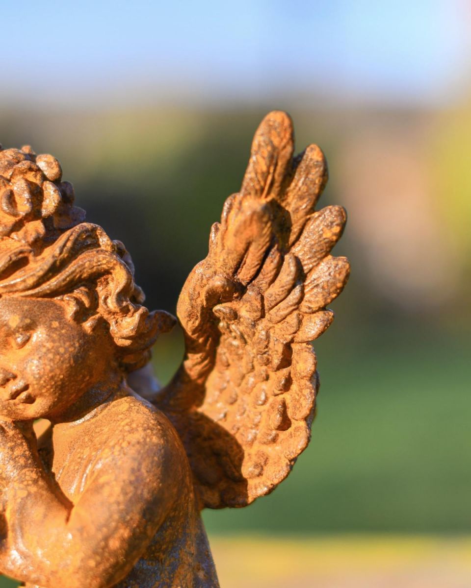 Close-Up of Rustic Finish on Angel Sculpture