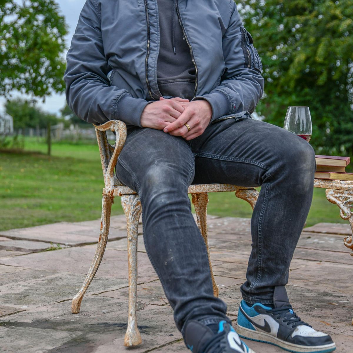 Rustic Cream Cast Iron Victorian Chair to Scale