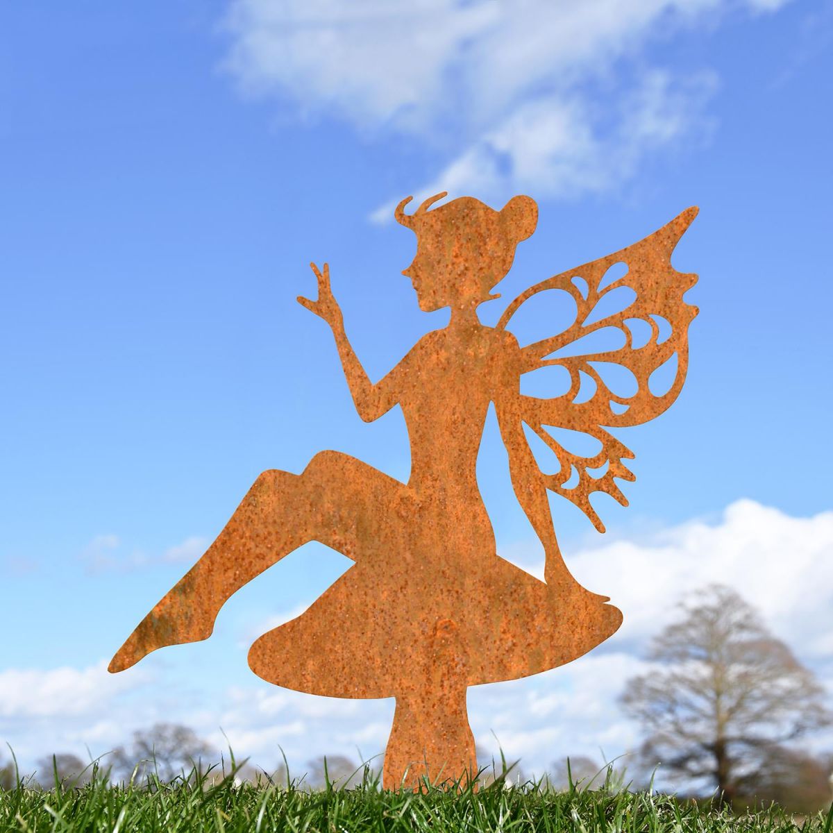 Flower Fairy Sitting on Toad Stool Silhouette in Situ