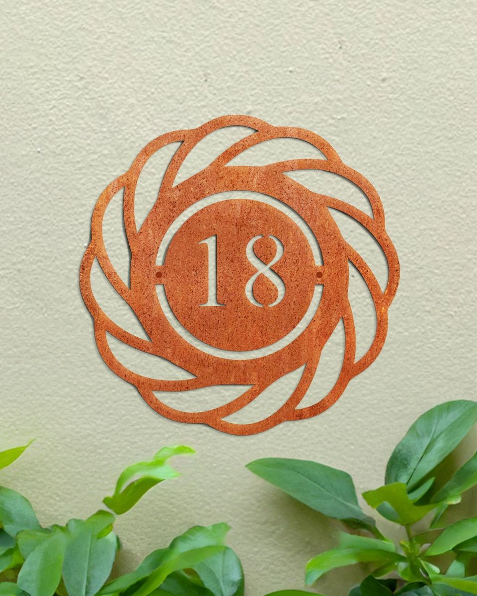 Corten steel customisable house number sign