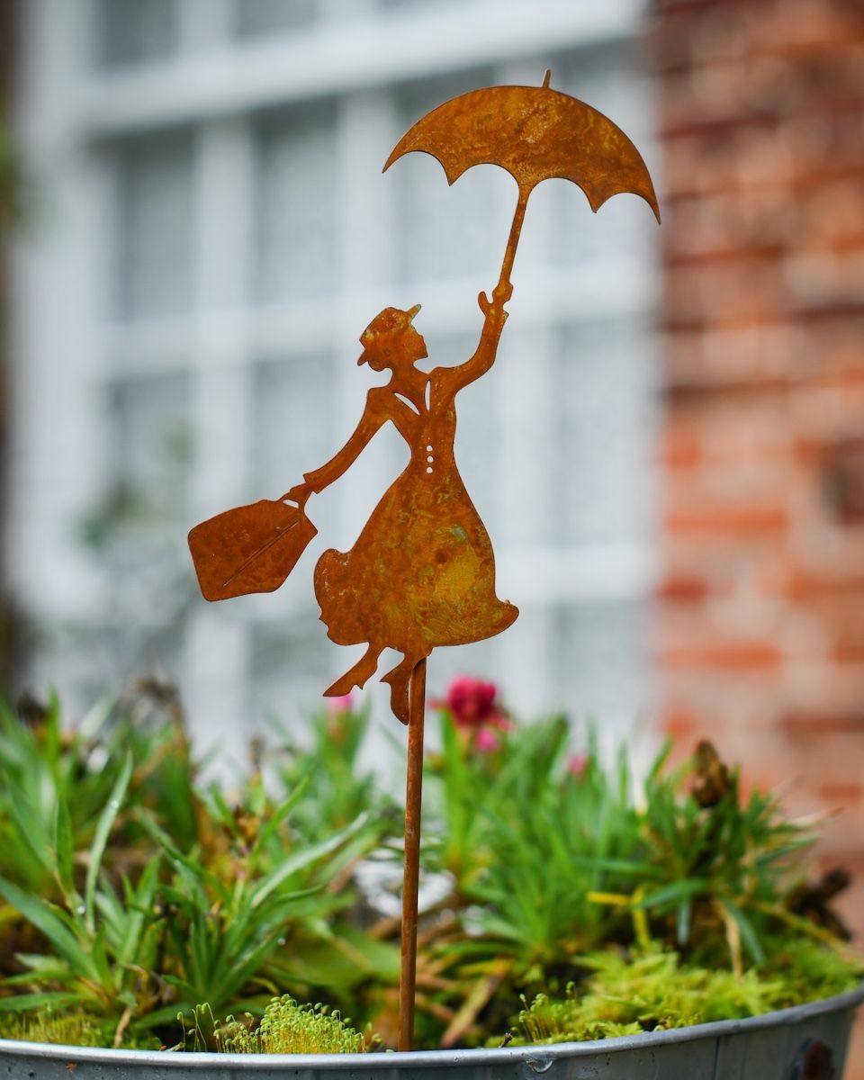 Rustic Flying Nanny Artistic Plant Pot Spike - Set of Two