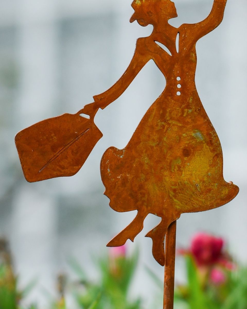 Rustic Flying Nanny Artistic Plant Pot Spike - Set of Two close up of bag