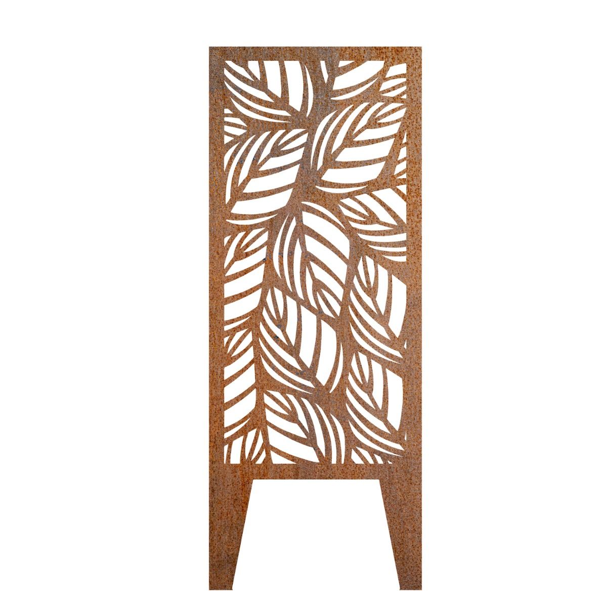Rustic Leaf Pattern Garden Screen on White Background 