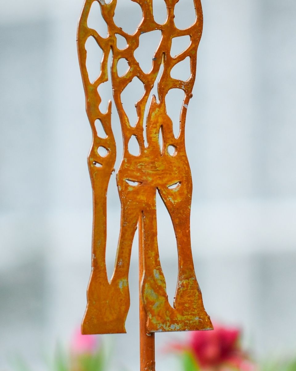 Rustic Giraffe Artistic Plant Pot Spike - Set of Two close up of legs