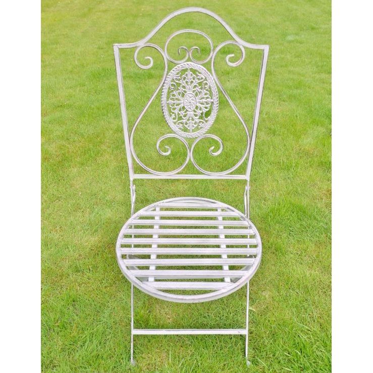Ornate Seat Finished In a Distressed Grey Ornate Seat Finished In a Distressed Grey