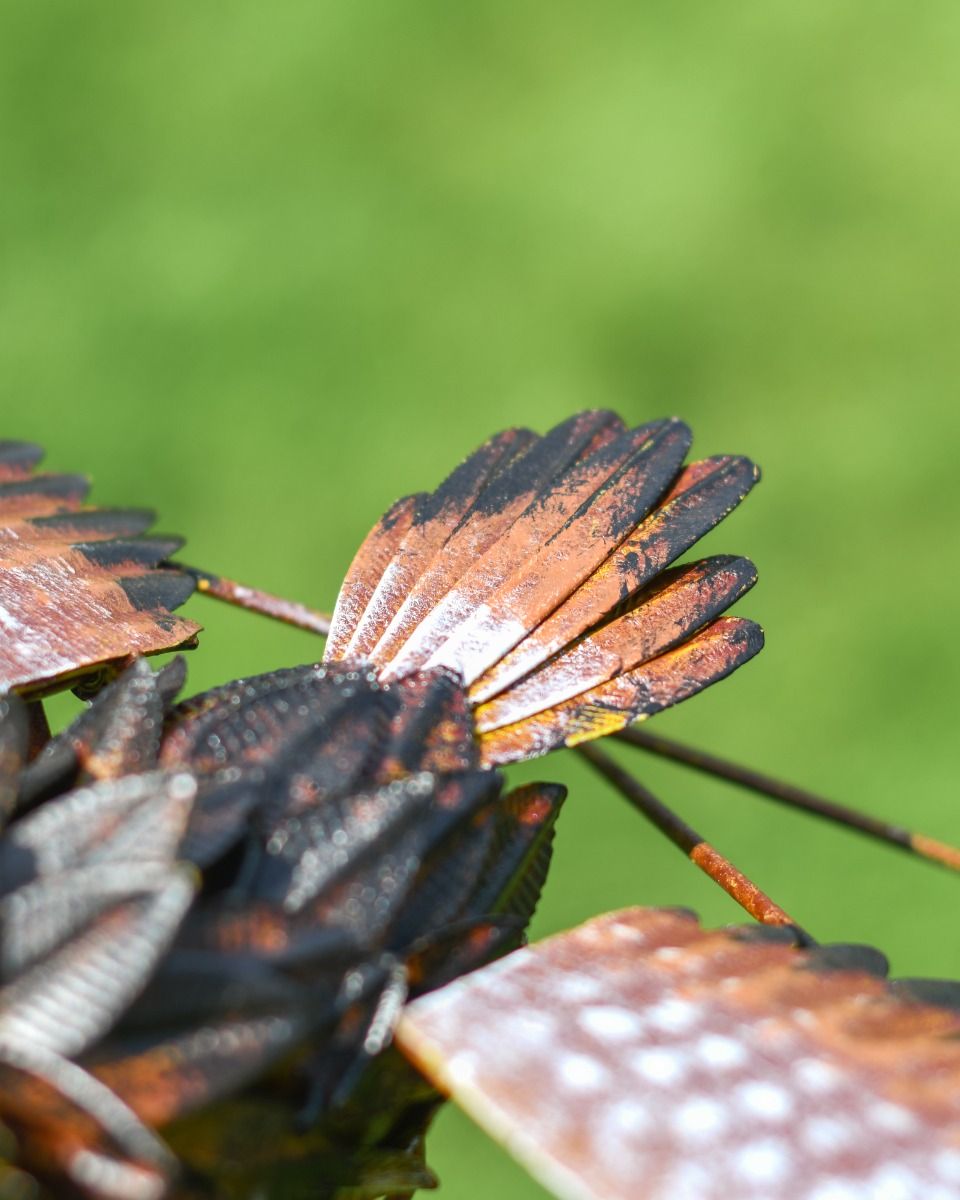 Rustic Hand-Painted Metal Bird 