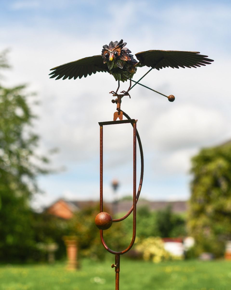 Rustic Hand Painted Owl Balancing Spike 