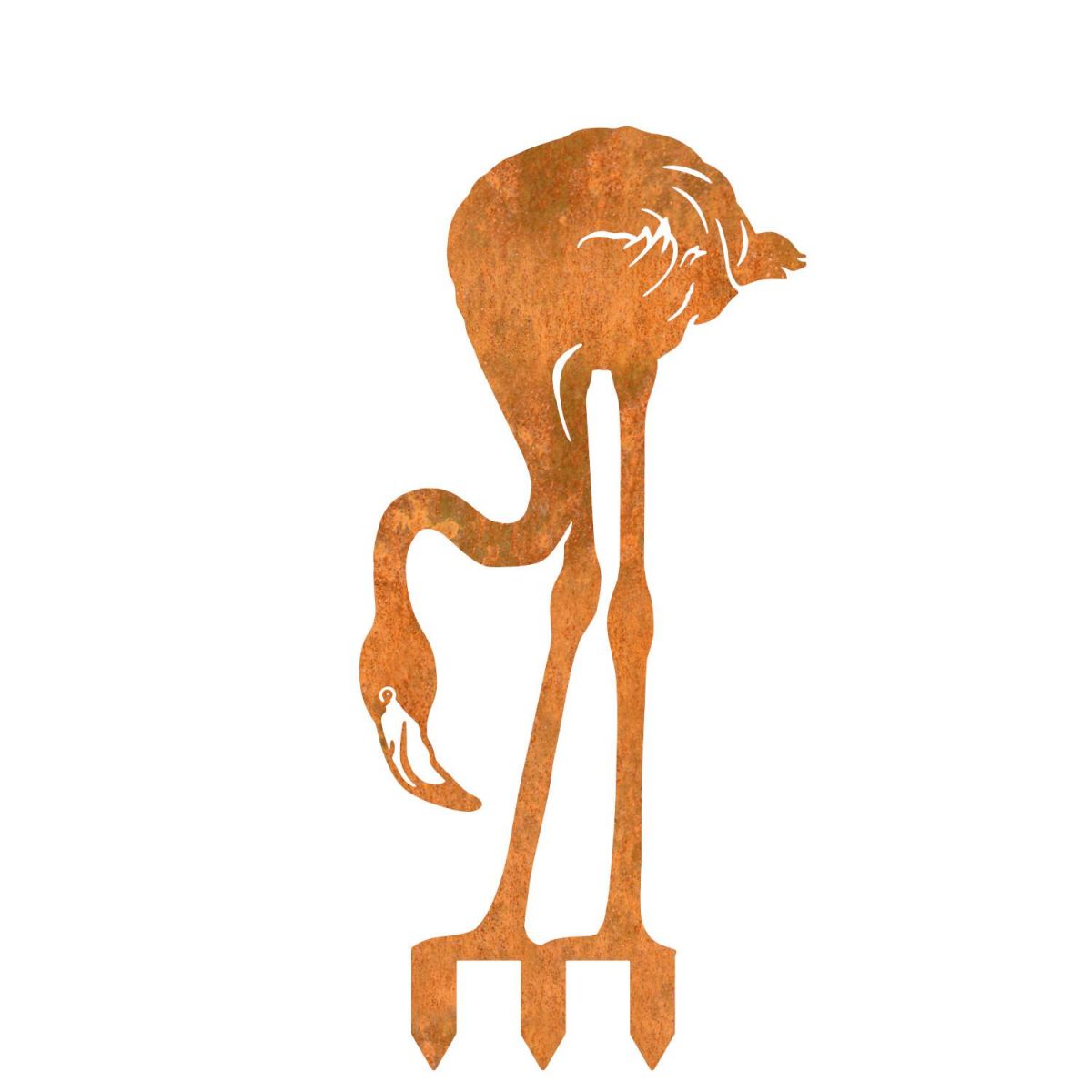 Rustic "Head Down" Flamingo Sheet Steel Silhouette with Spikes