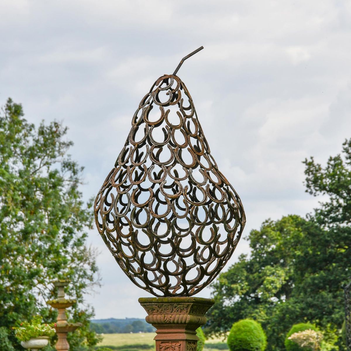 Rustic Horseshoe Pear Sculpture in Situ