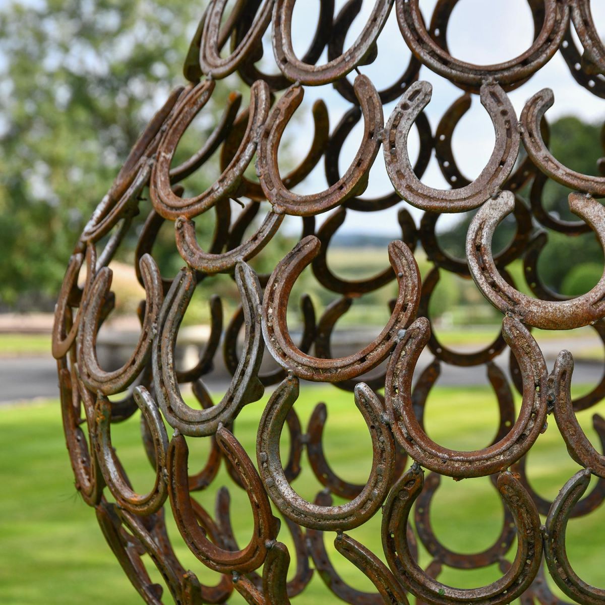 Close-up of the Rustic Horseshoes on the Pear Sculpture