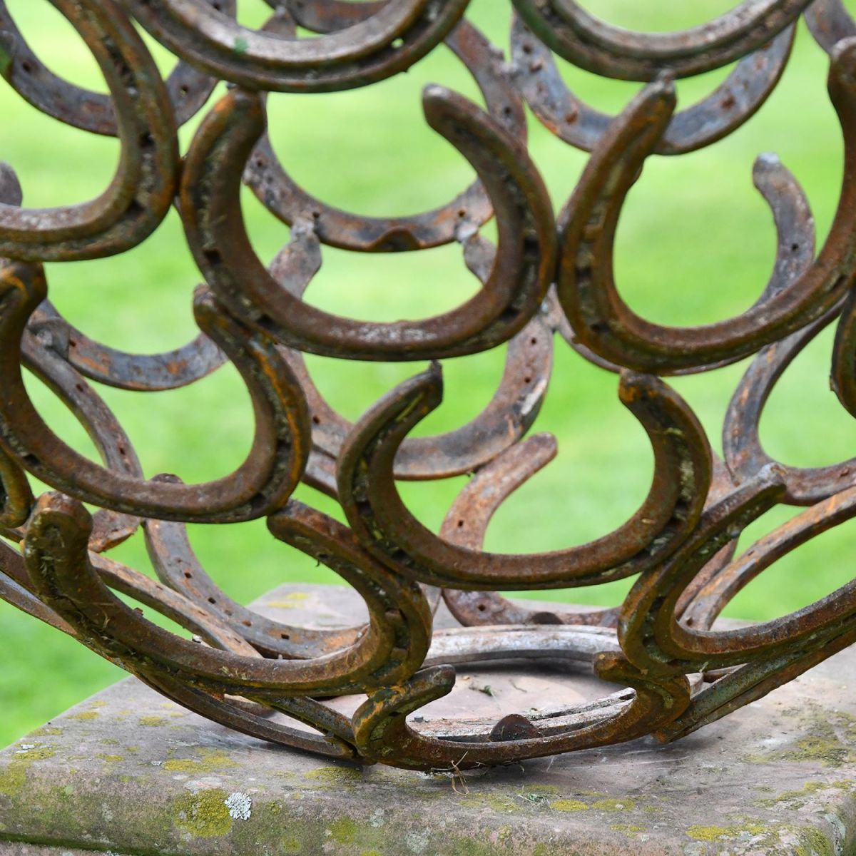 Close-up of the Rustic Horseshoes on the Pear Sculpture