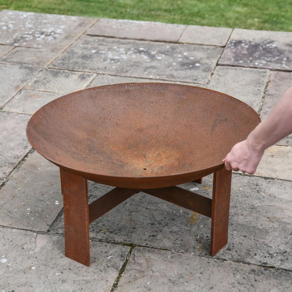 Scale Shot of Rustic "Maroon Sunset" Fire Pit 