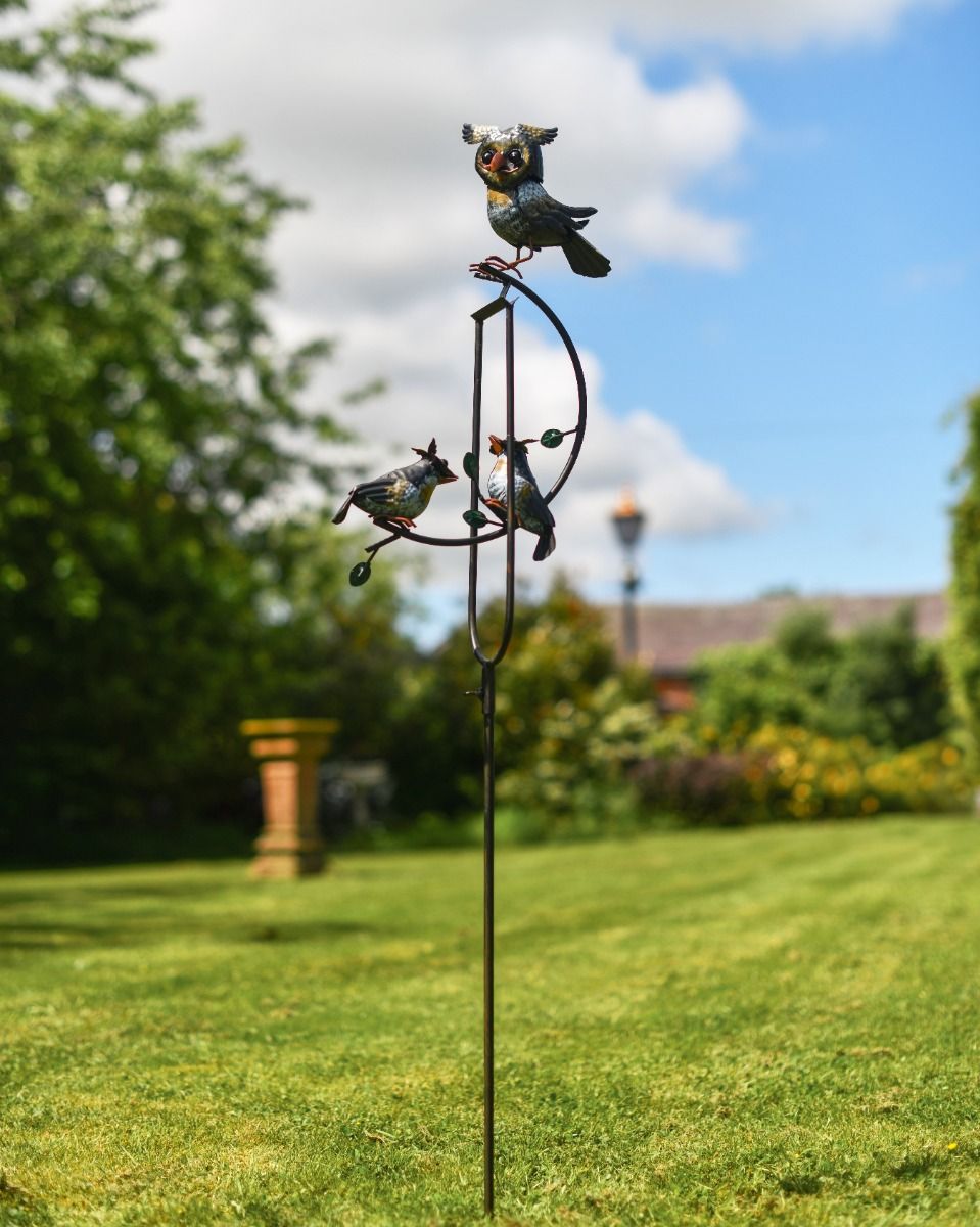 Rustic Metal Owl Family Garden Rocker 