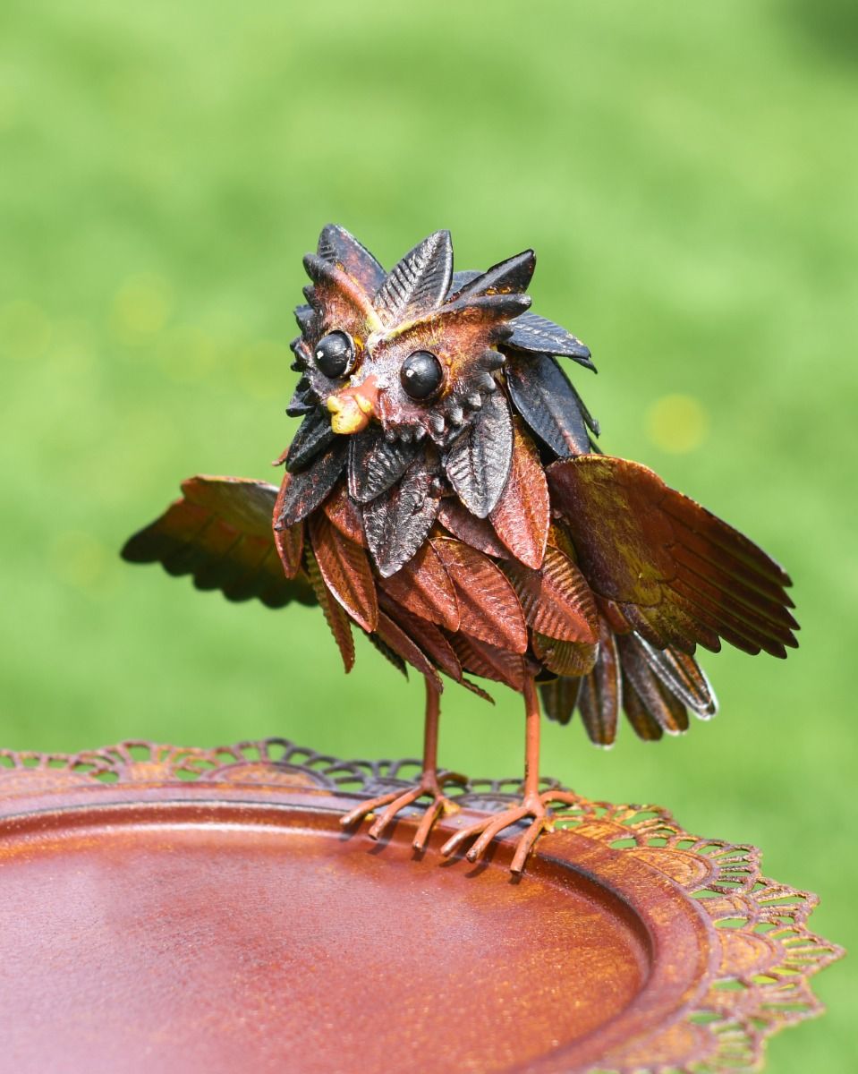 Hand Painted Rustic Owl on Bird Feeder 