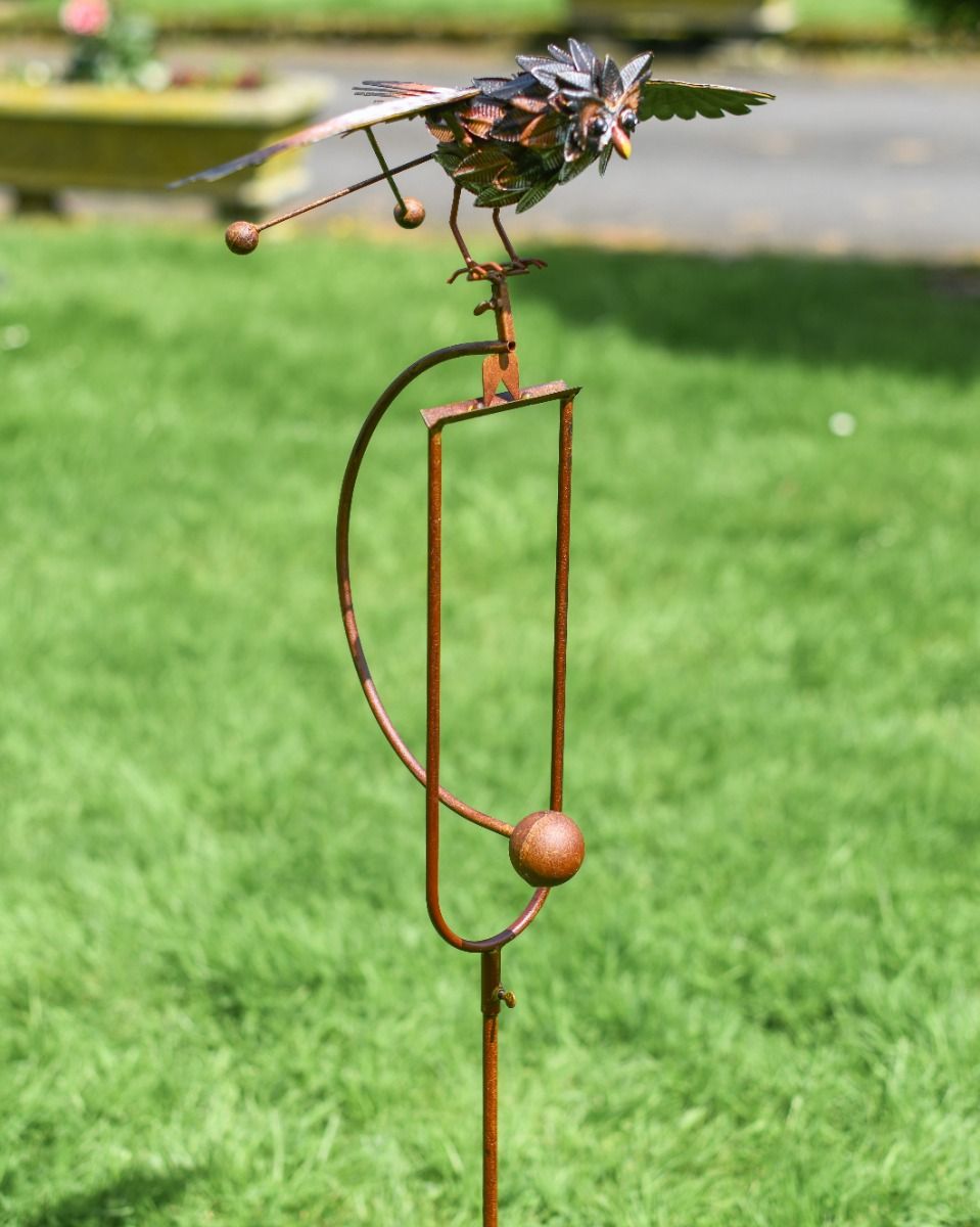 Metal "Rocking Owl" Balancing Garden Lawn Spike 