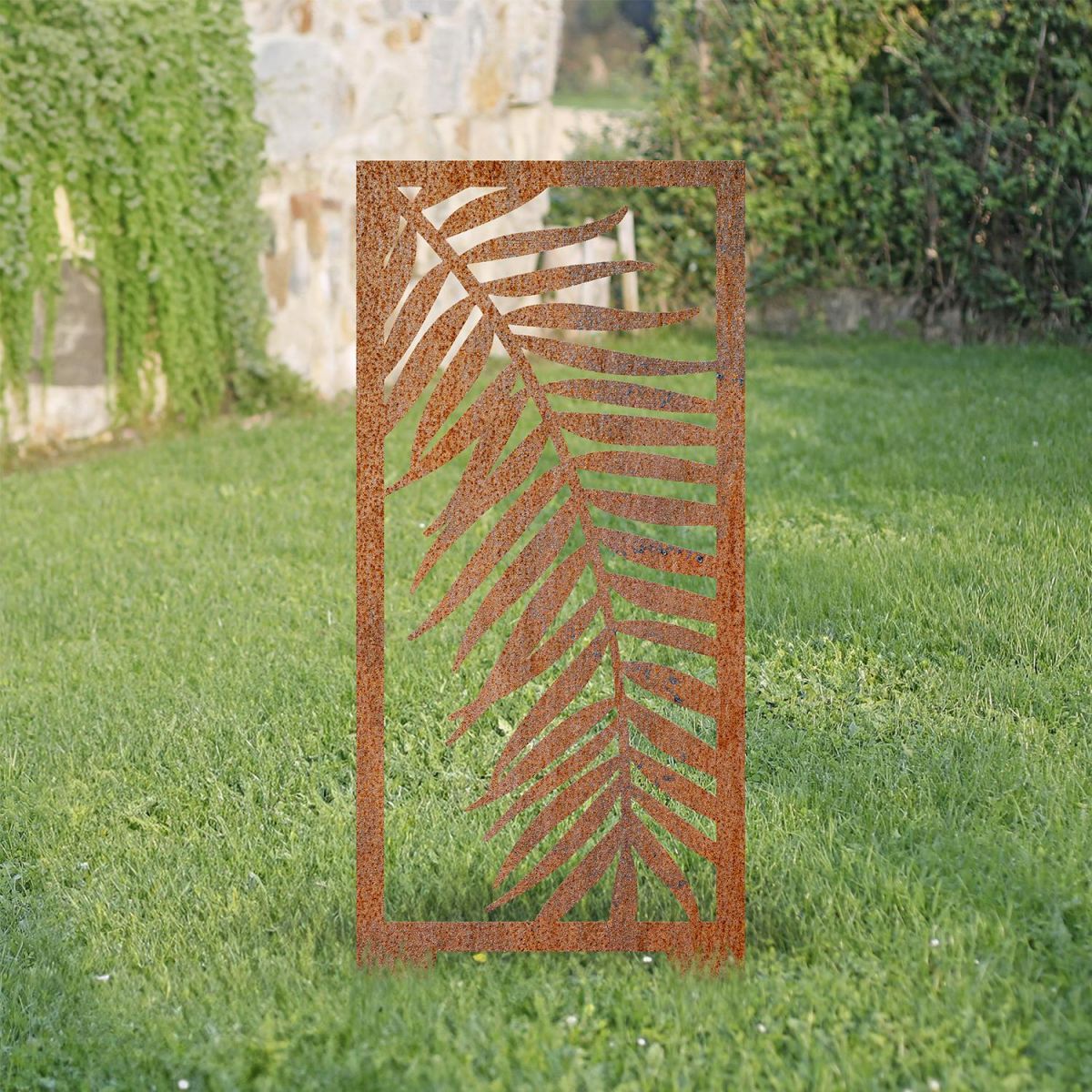Rustic Palm Leaf Garden Screen In Garden
