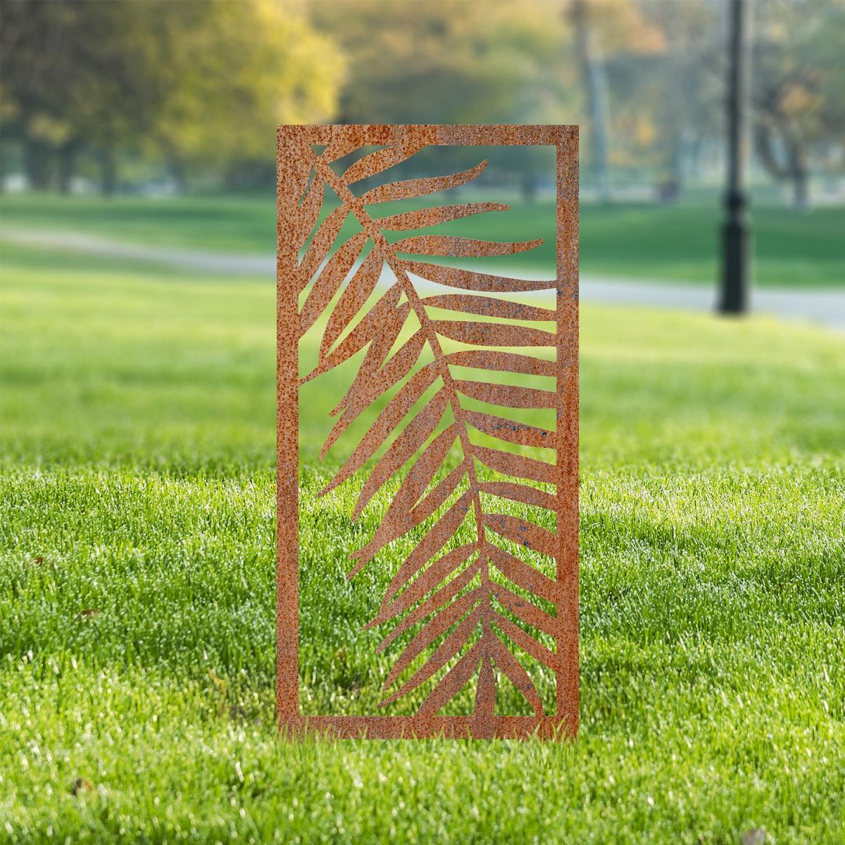 Rustic Palm Leaf Garden Screen On Grass