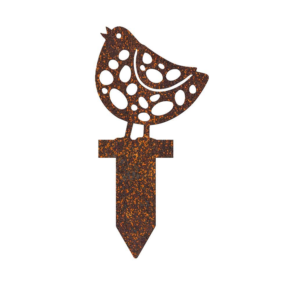 Patterned Chick Garden Spike Silhouette in Rustic