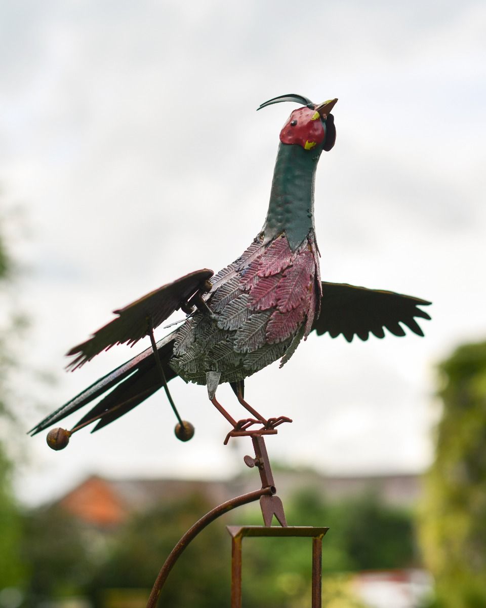 Recycled Metal "Rocking Pheasant" Garden Spike 
