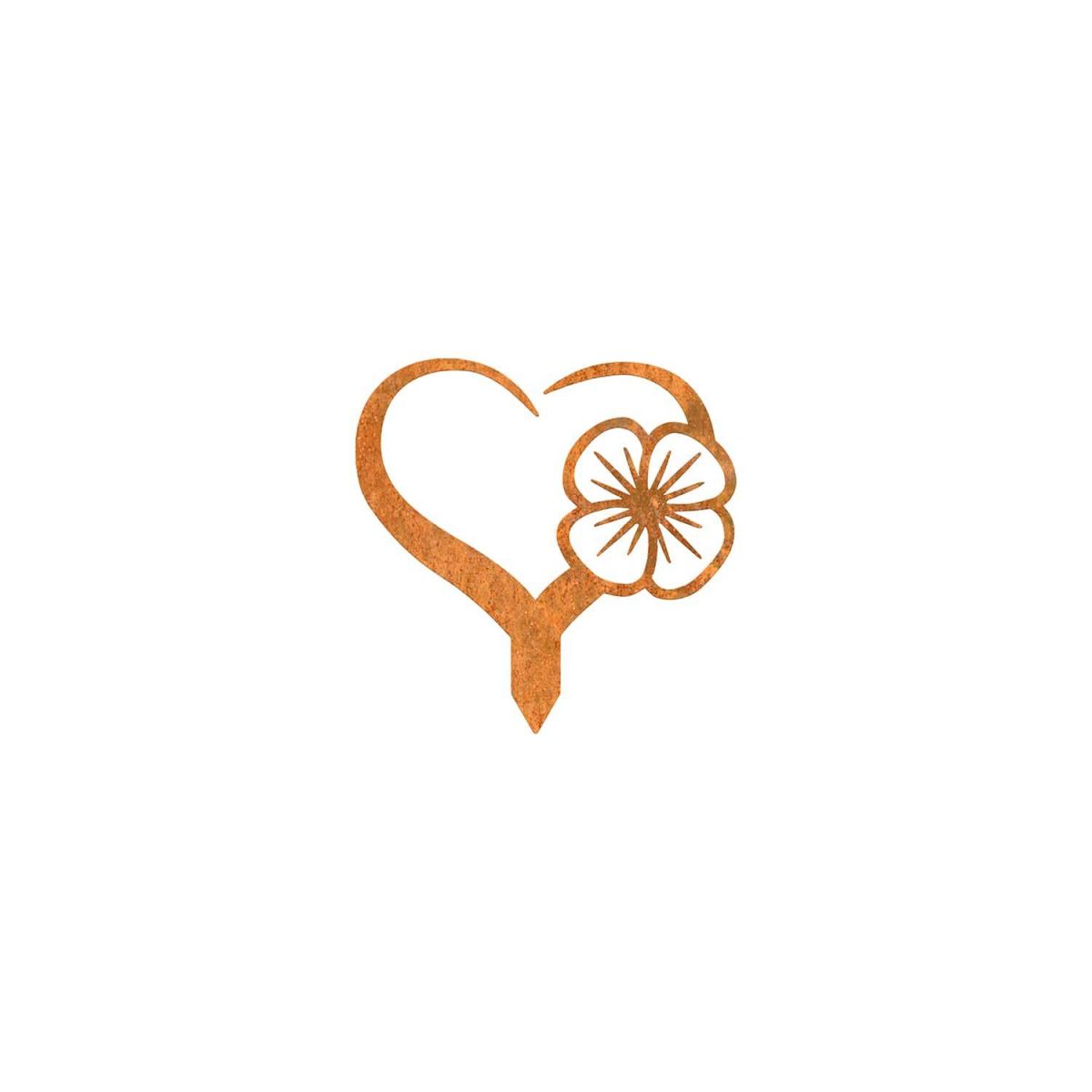 Close-Up of Poppy on Love Heart Grave Marker Ground Spike in Rustic Finish