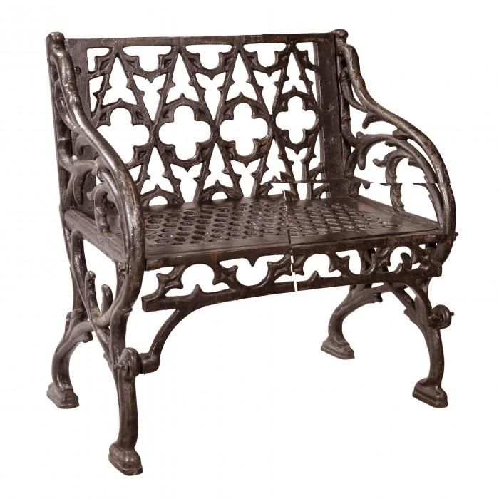 "Quatrefoil" Victorian Cast Iron One Seat Bench Finished in a Rustic Finish "Quatrefoil" Victorian Cast Iron One Seat Bench Finished in a Rustic Finish