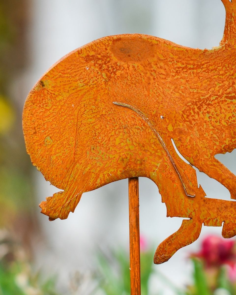 Rustic Running Hare Artistic Plant Pot Spike - Set of Two close up of hare tail