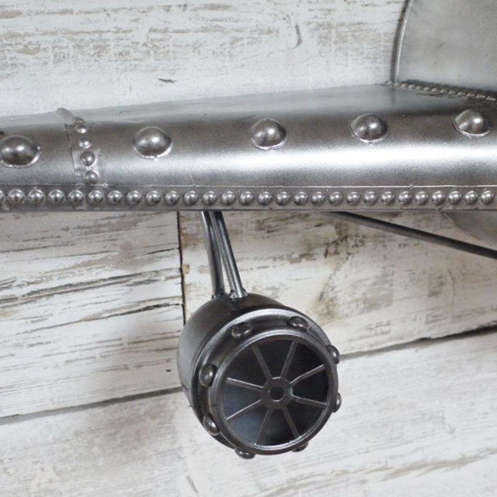 Rustic Silver Aeroplane Wall Clock