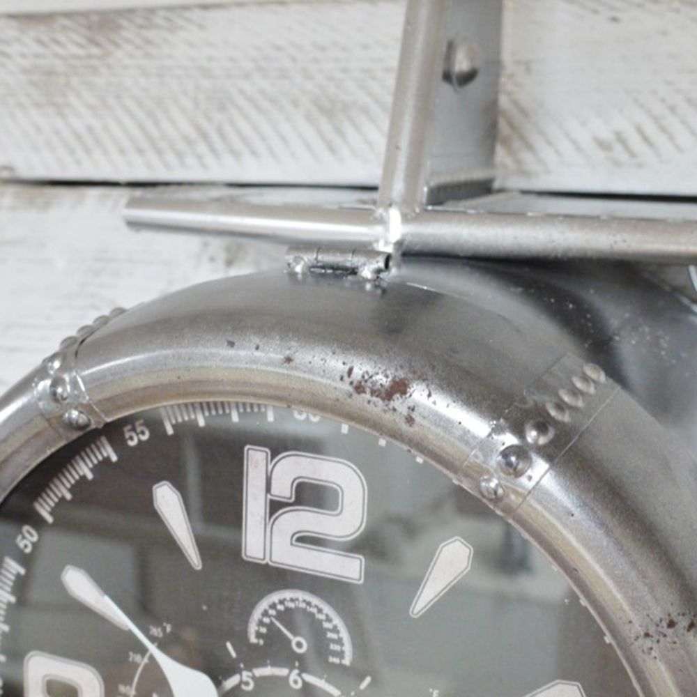 Rustic Silver Aeroplane Wall Clock